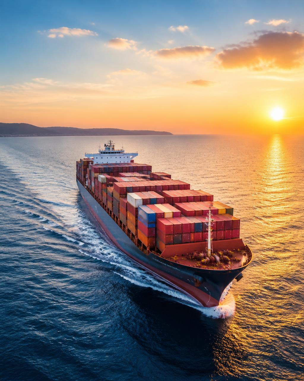 Cargo ship carrying exports connecting India to global markets